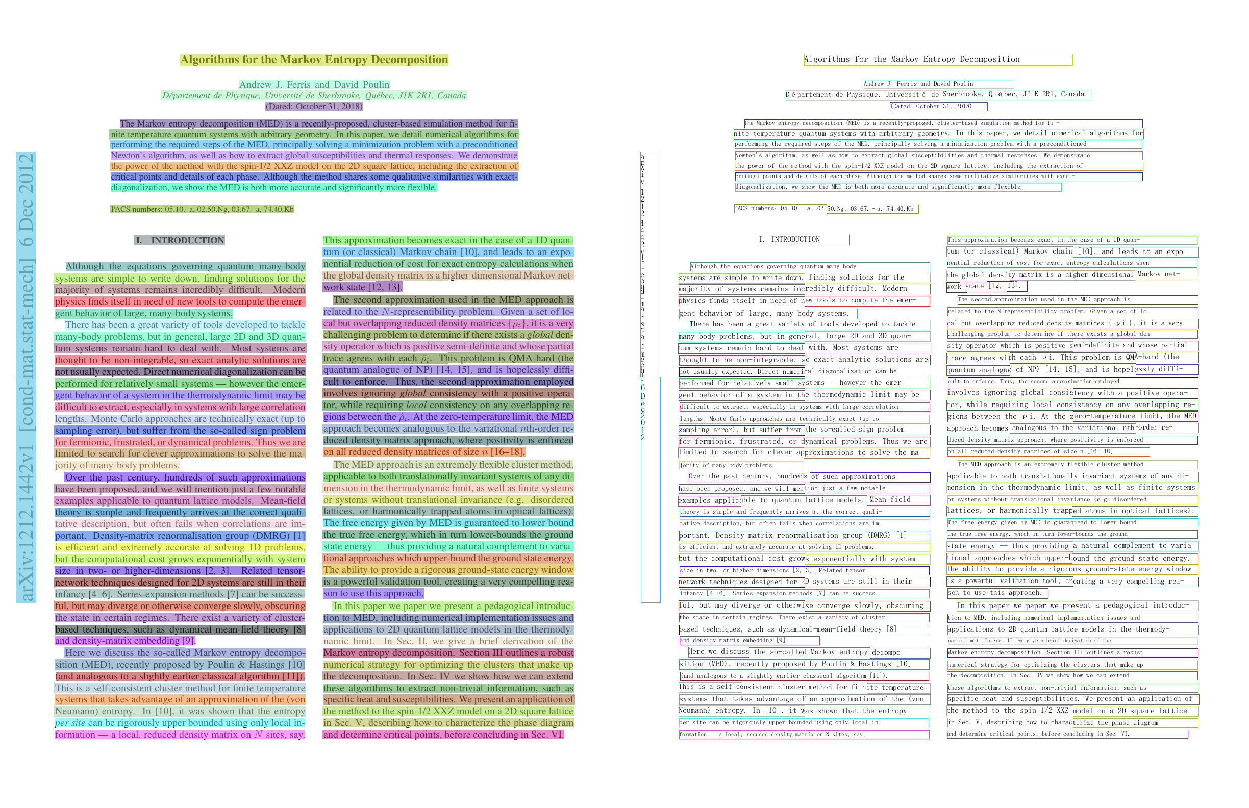 Visualization of OCR pipeline output on a scientific paper page, with detected and recognized text regions highlighted.